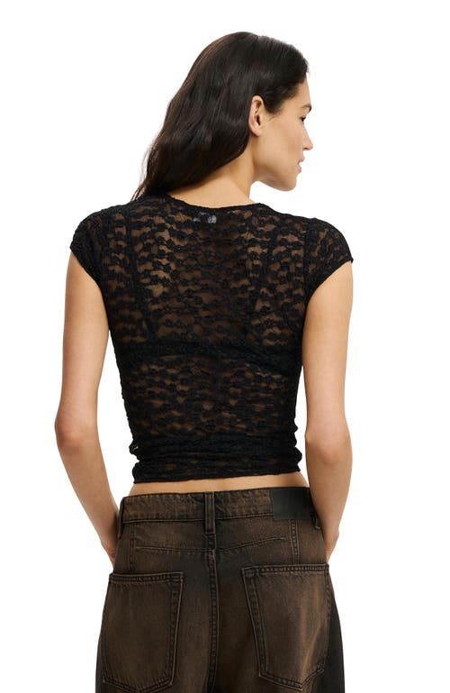 Cotton On Ashley Mesh Short Sleeve Top In Black