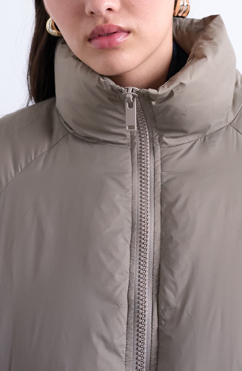 Topshop Puffer Bomber Jacket, Alternate, color, Light Grey