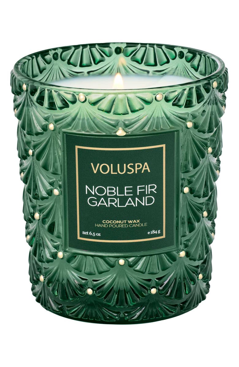 Voluspa Noble Fir Garland Classic Candle, Main, color, Green