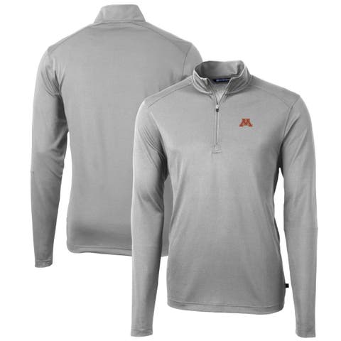 Men's Cutter & Buck Gray Minnesota Golden Gophers Big & Tall Virtue Eco Pique Recycled Quarter-Zip Pullover Top