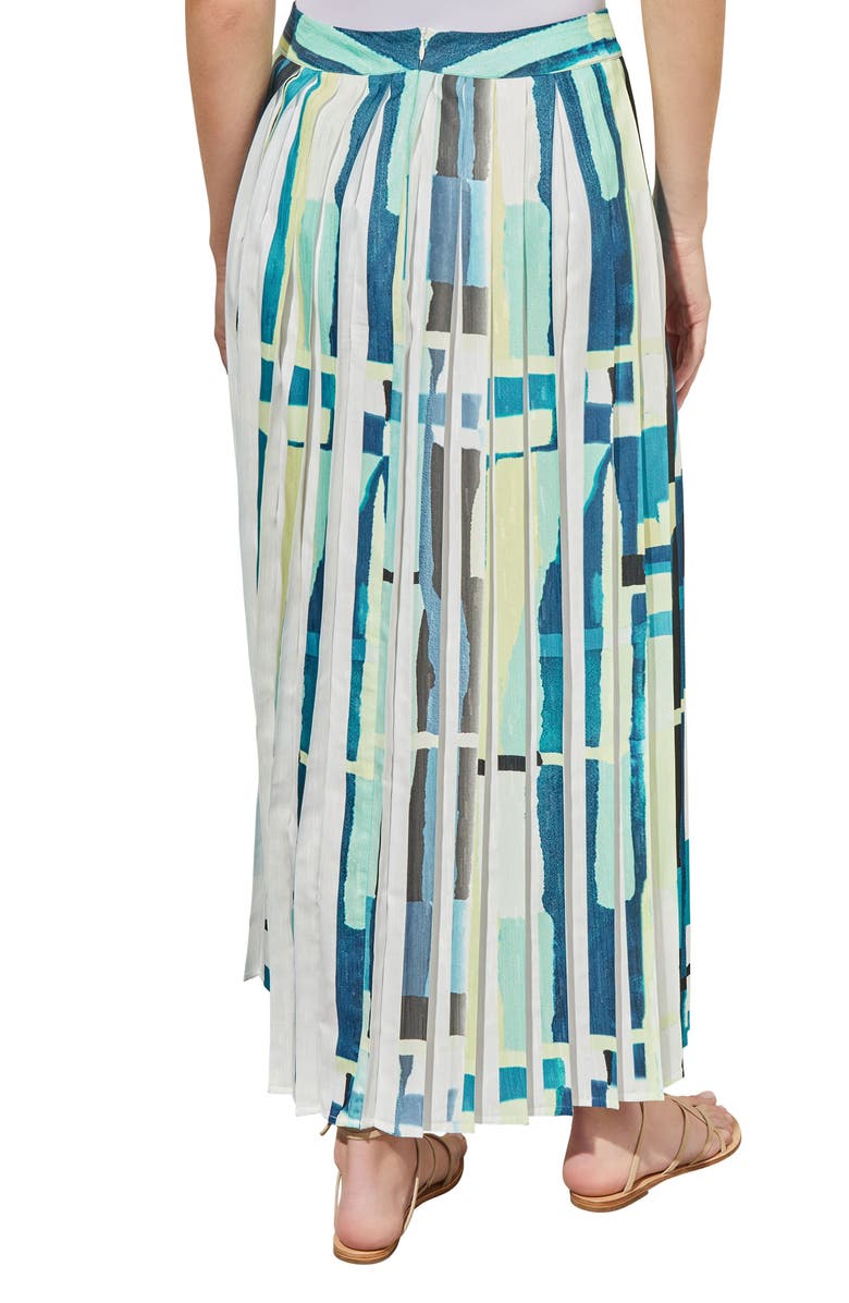 Ming Wang Abstract Print A-Line Skirt, Alternate, color, Berm/ Lim/ Whb