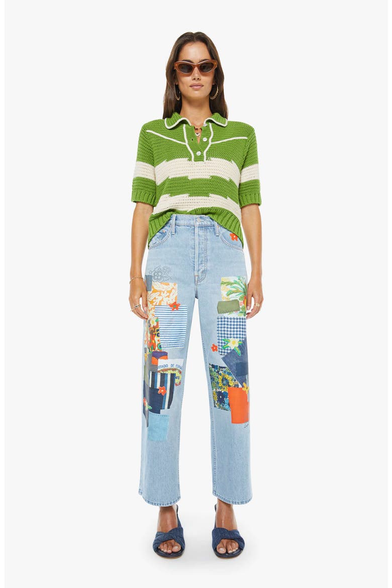 The Raquette Short Sleeve Cotton Sweater, Alternate, color, COWBOYS IN INDIA