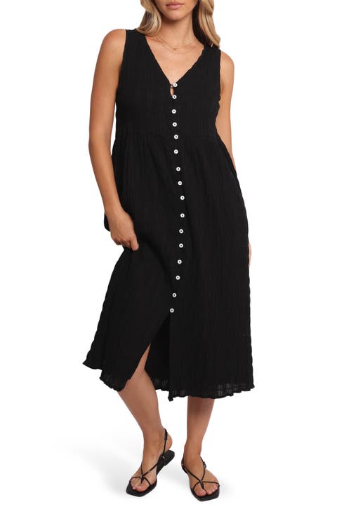 Sam Stretch Cotton Button-Up Midi Dress