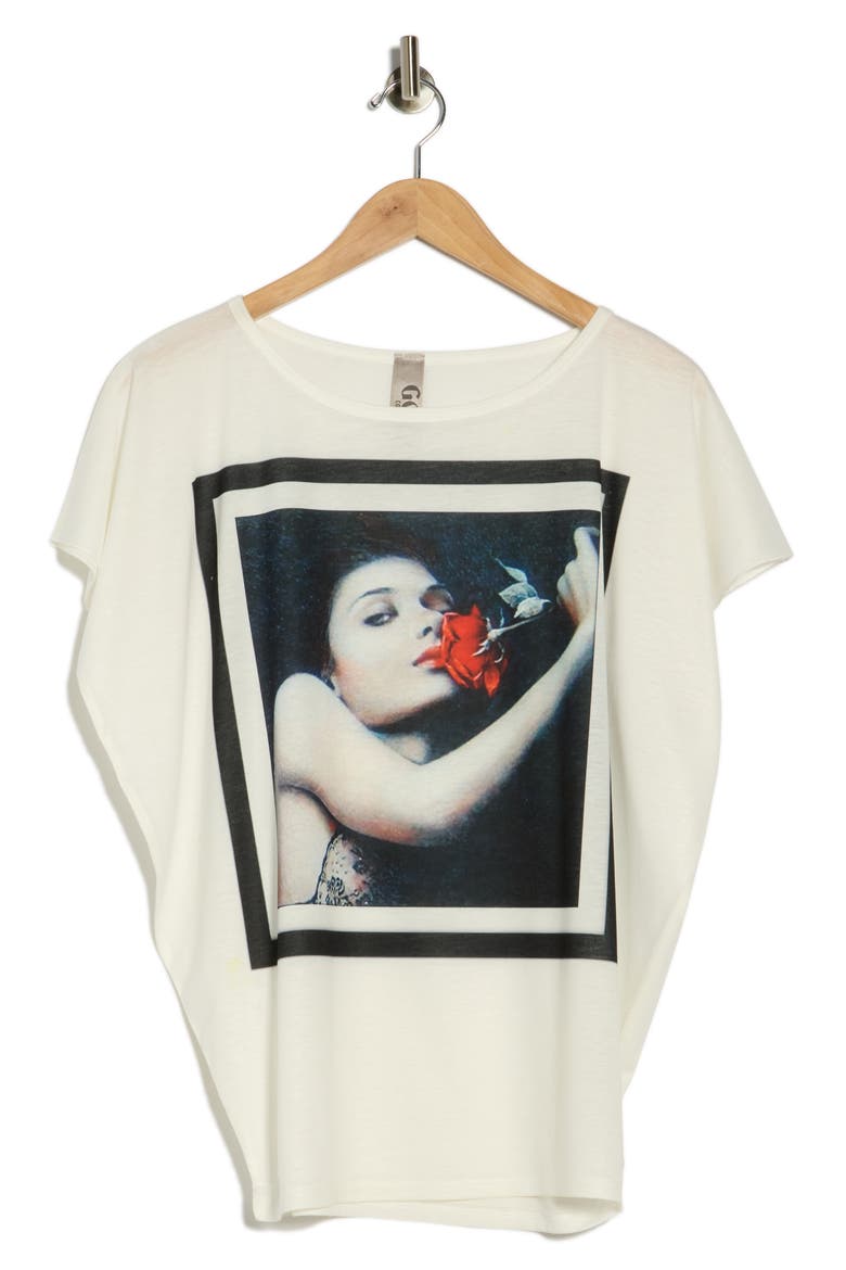Woman Rose Cap Sleeve Graphic T-Shirt, Alternate, color, WHITE PRINT/ WOMAN