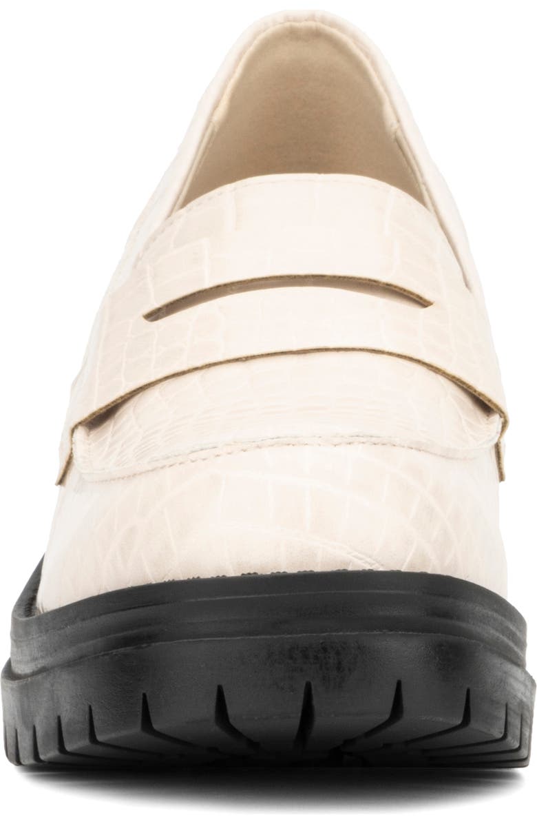 NEW YORK AND COMPANY Penni Croc Embossed Platform Loafer, Alternate, color, Bone