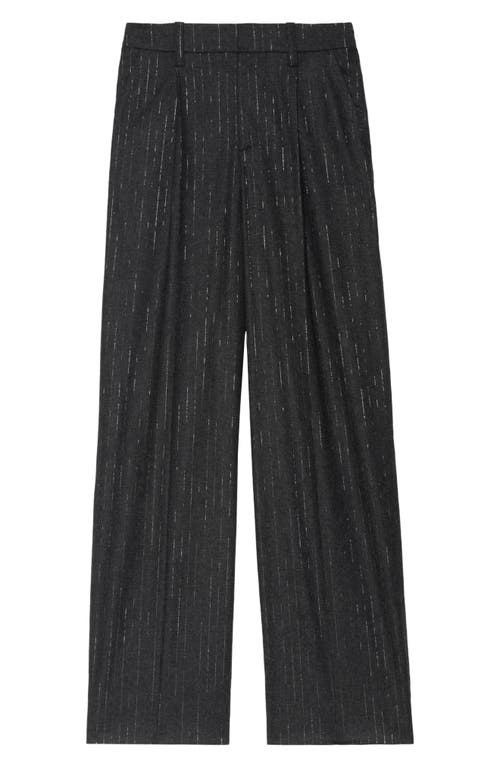 Zadig & Voltaire Puros Flanelle Metallic Pinstripe Pleated Trousers In Black