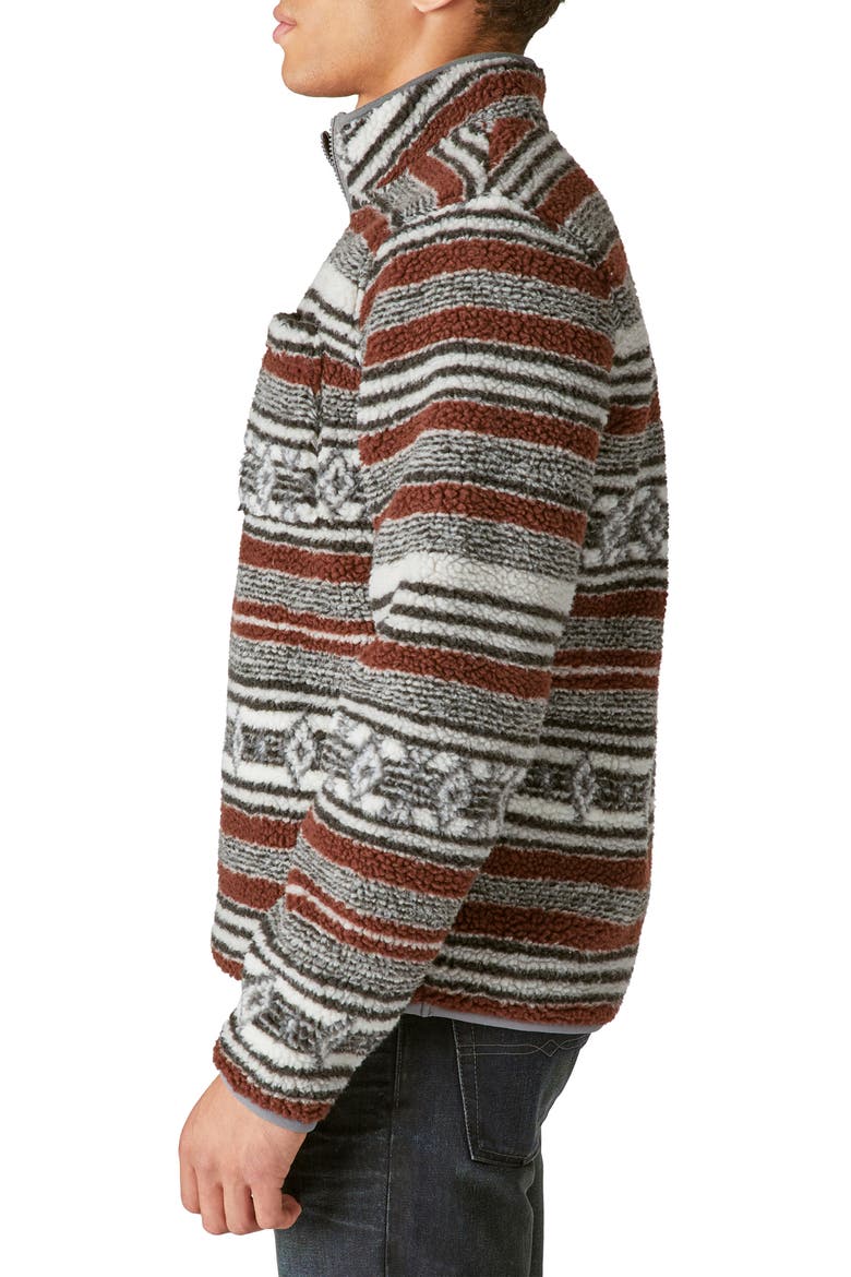 Southwestern Print High Pile Fleece Utility Mock Neck Sweatshirt, Alternate, color, BROWN MULTI