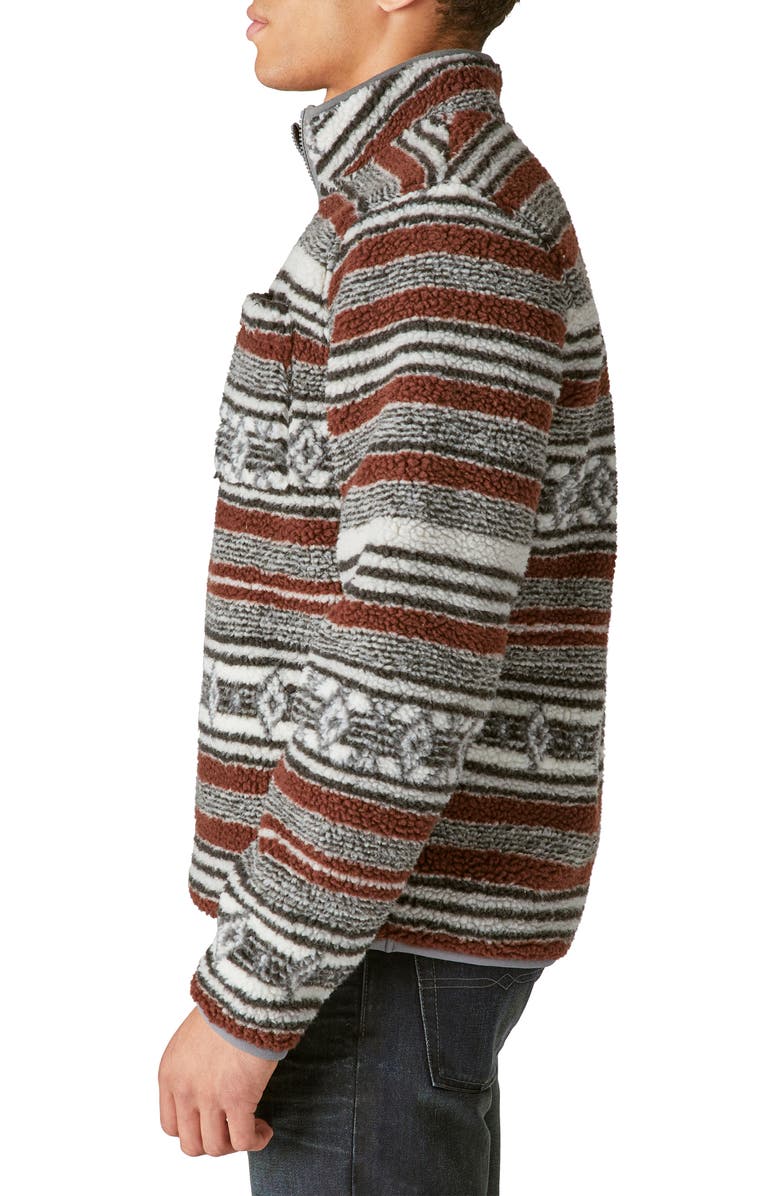 Lucky Brand Southwestern Print High Pile Fleece Utility Mock Neck Sweatshirt, Alternate, color, 