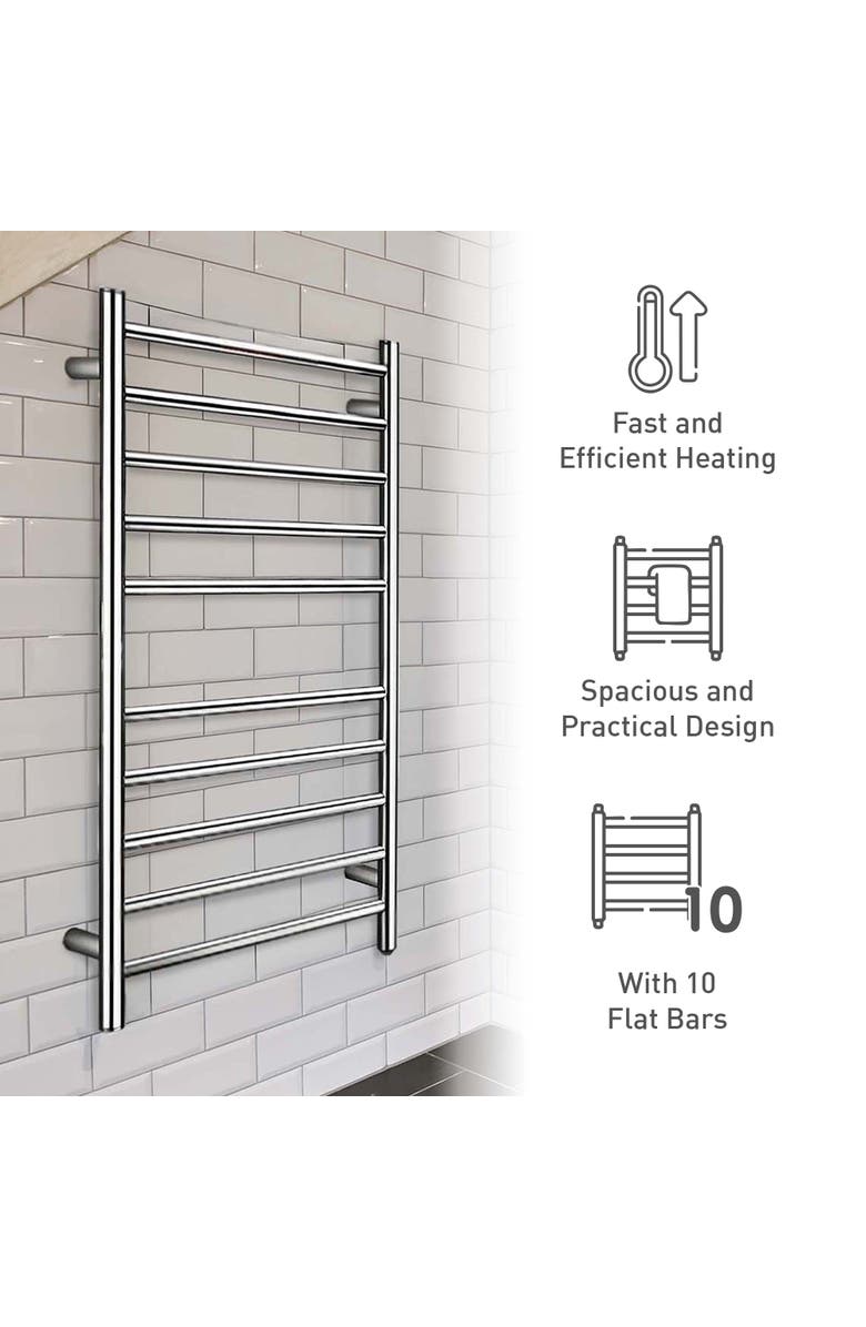 PURSONIC 10 bar Stainless Steel Wall Mounted Electric Towel Warmer, Alternate, color,