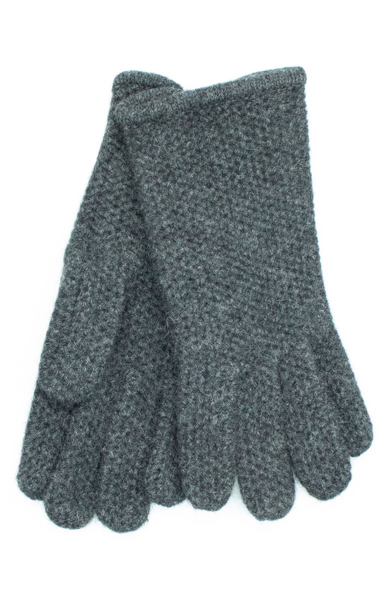 Portolano Honeycomb Knit Wool Blend Gloves, Main, color, Heather Charcoal