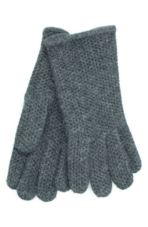 Honeycomb Knit Wool Blend Gloves