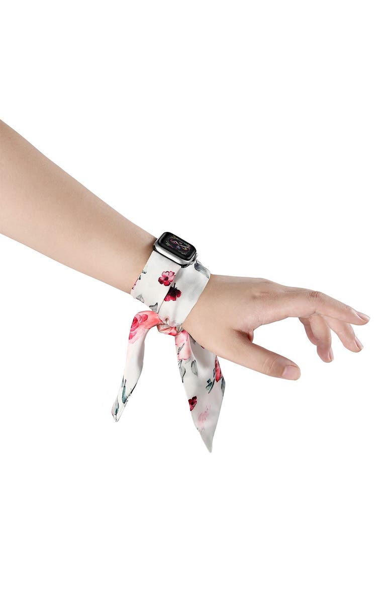 Posh Tech Floral Silk Scarf 42mm/44mm Apple Watch 1/2/3/4 Band, Alternate, color, Floral
