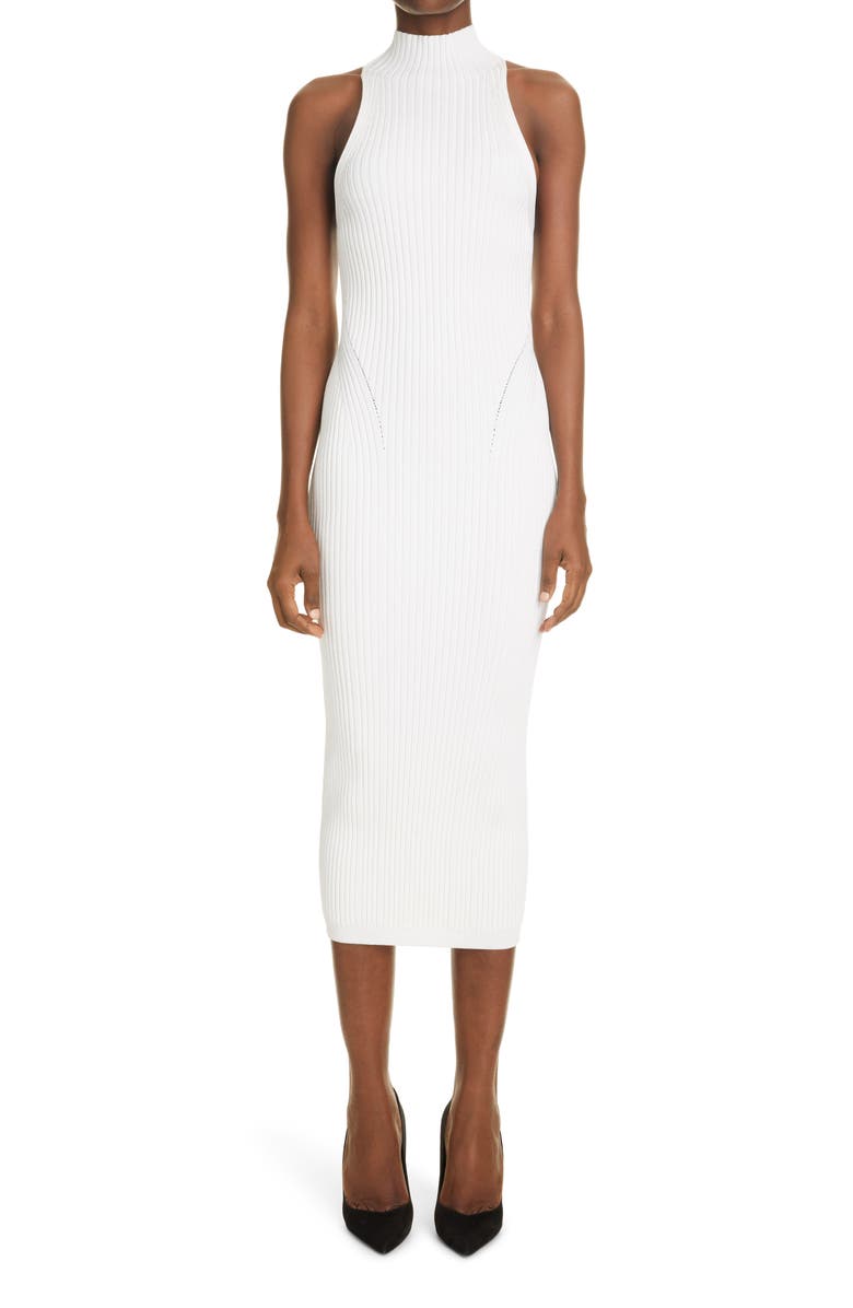 Balmain Ribbed Knit Body-Con Midi Dress, Main, color,
