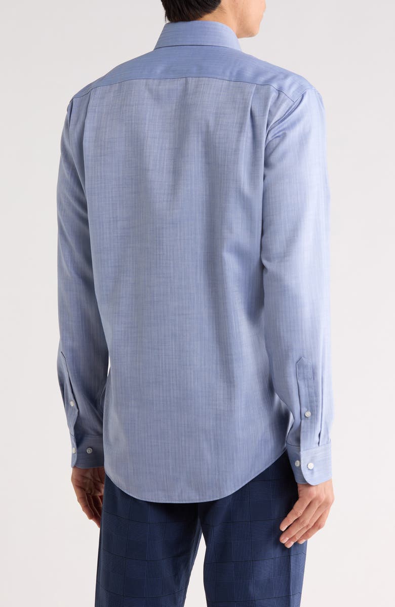 Nordstrom Premium Trim Fit Herringbone Twill Dress Shirt, Alternate, color, Chambray Herringbone