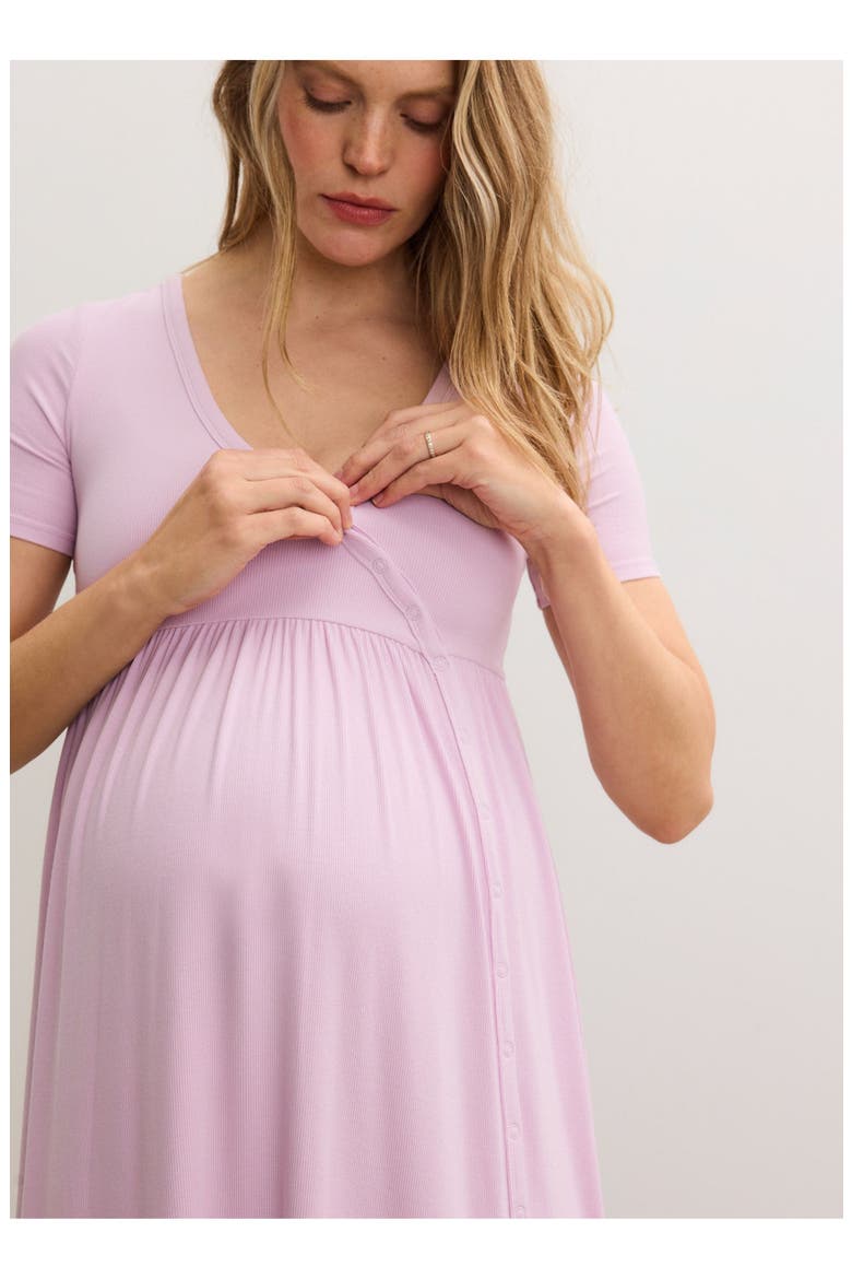 The Softest Rib Side Seam Nursing Maxi Dress, Alternate, color, Orchid