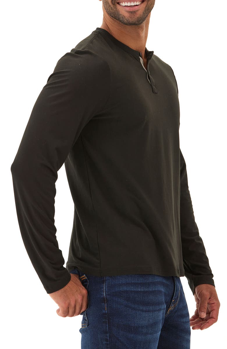 Threads 4 Thought Frederick Luxe Stretch Jersey Henley, Alternate, color, Black