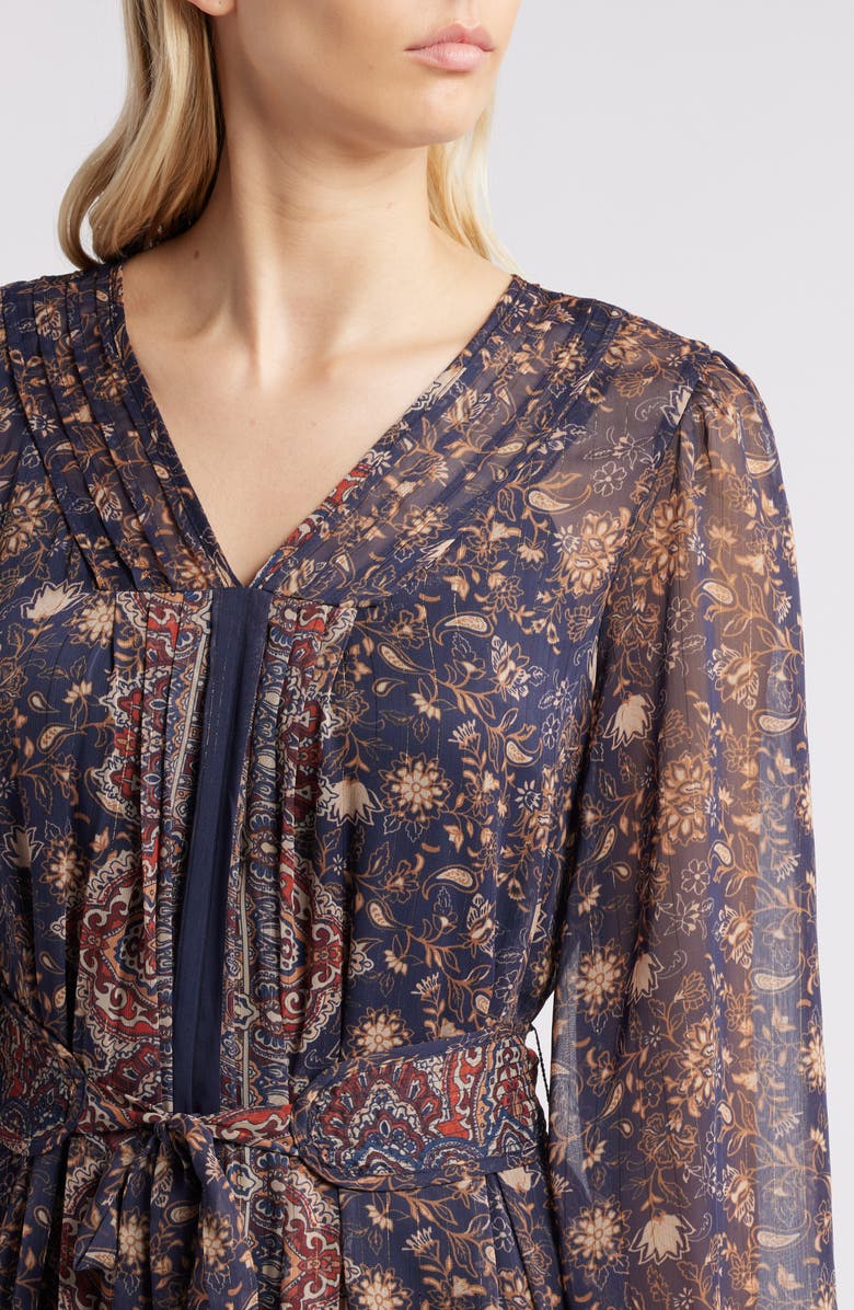Julia Jordan Paisley Print Long Sleeve Chiffon Dress, Alternate, color,