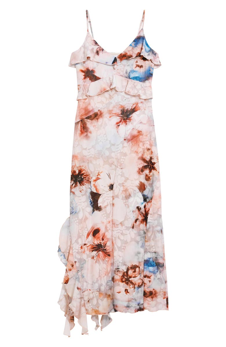 Desigual Floral Print Ruffle Dress, Alternate, color, Light Pink