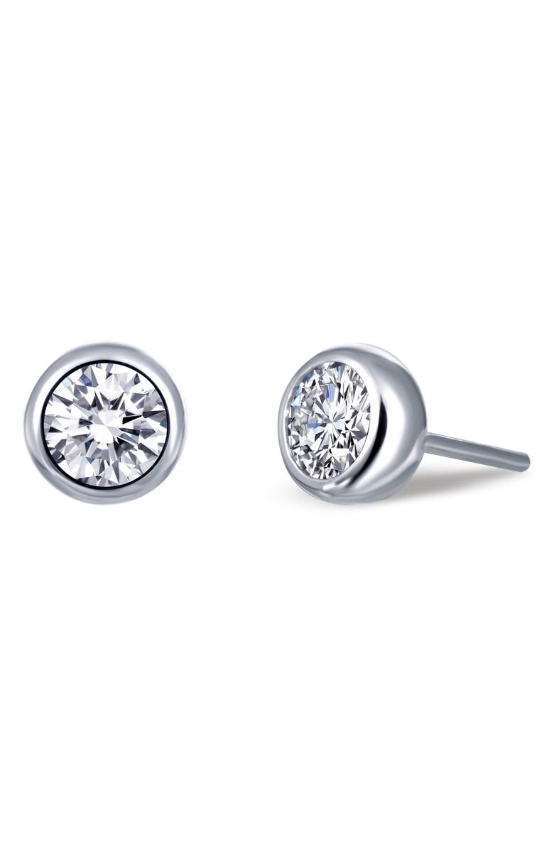 Lafonn Bezel Simulated Diamond Stud Earrings, Main, color, White