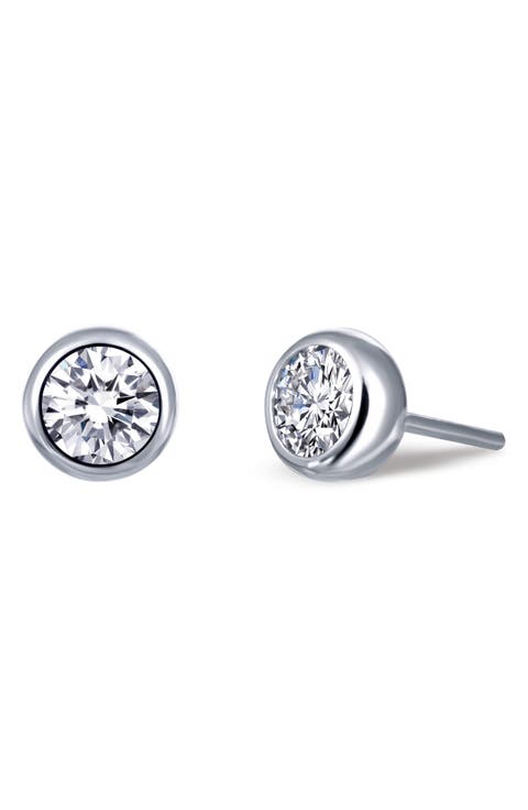 Bezel Simulated Diamond Stud Earrings