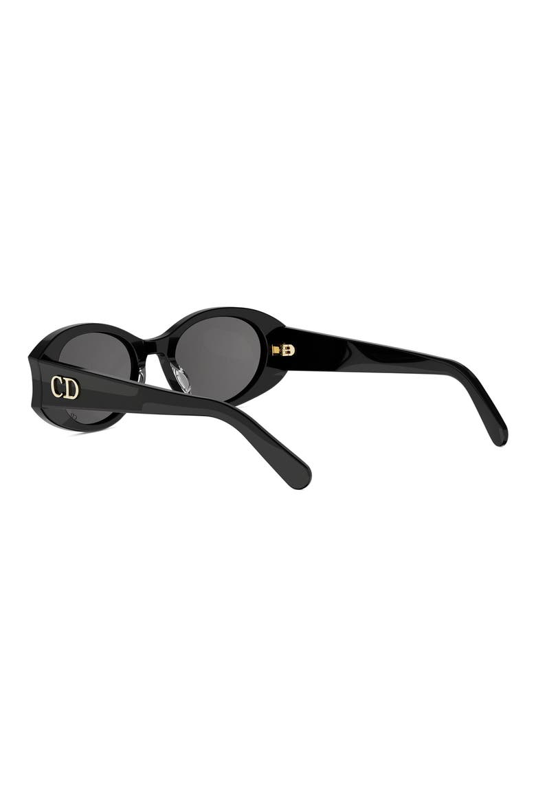 'DiorGlow B3I 51mm Oval Sunglasses, Alternate, color, SHINY BLACK / SMOKE
