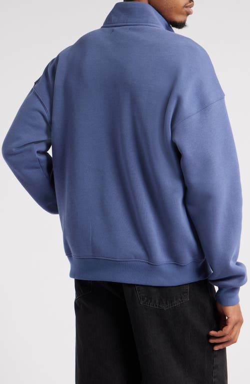 Bp. Cotton Blend Fleece Quarter Zip Pullover In Blue Indigo