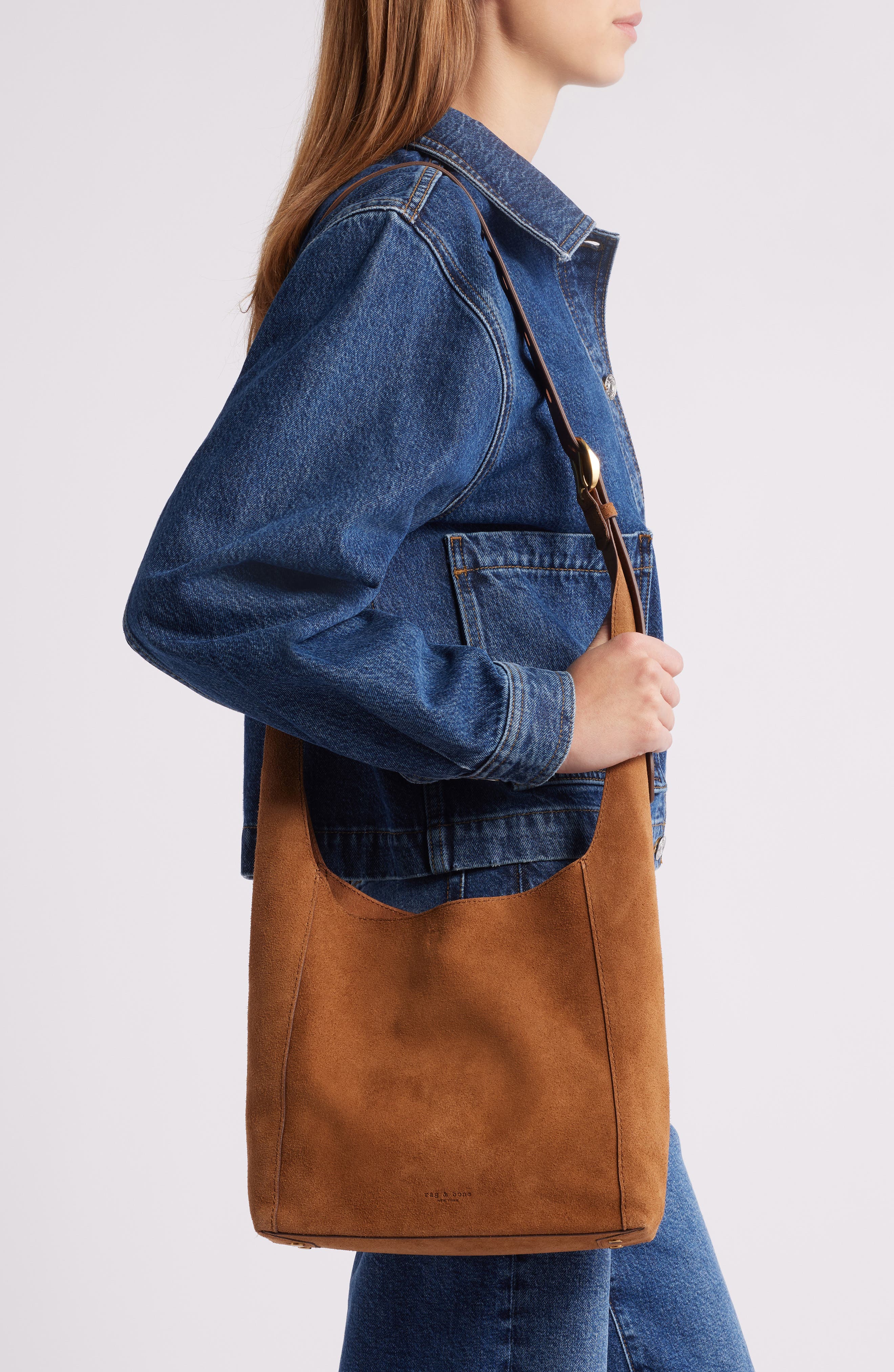Belize Small Suede Shopper Bag, Alternate, color, BROWN SUEDE