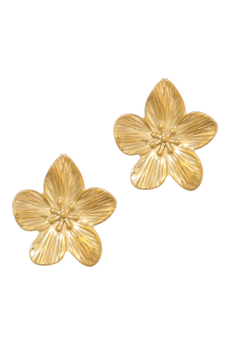 Flower Stud Earrings, Main, color, GOLD