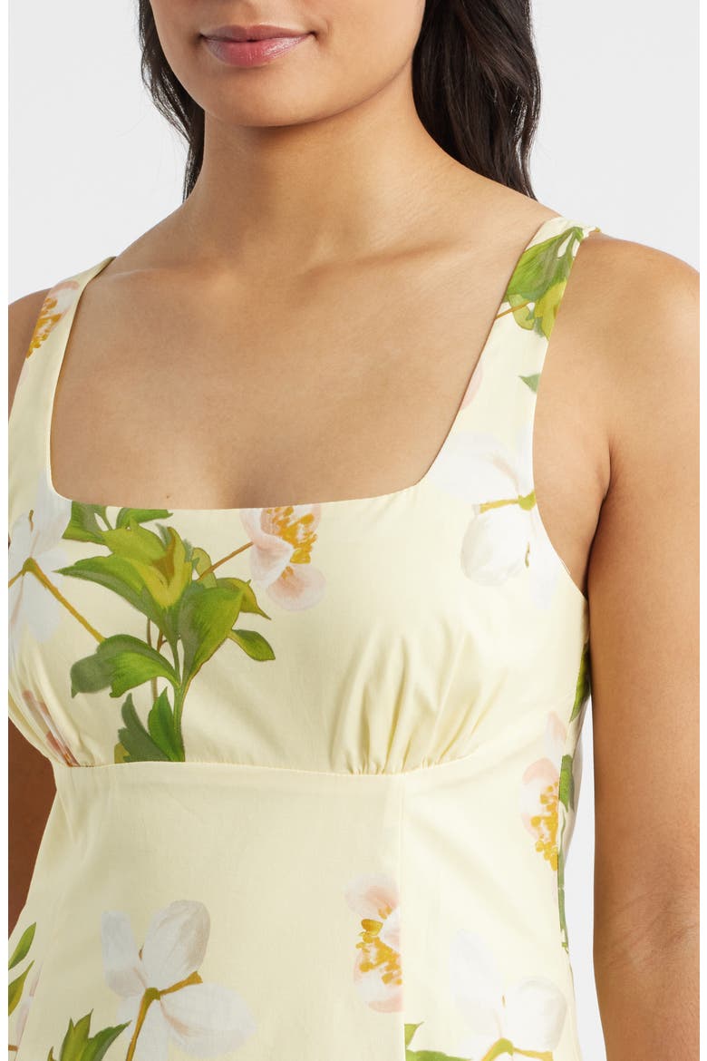 Floral Square Neck Cotton Dress, Alternate, color, YELLOW MULTI