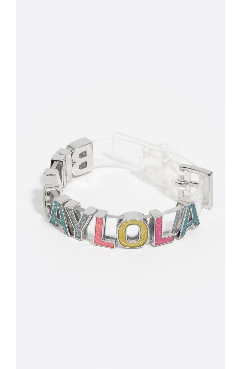 Bimba y Lola Multicolored Glittery Logo Strap Bracelet, Main, color, Blue