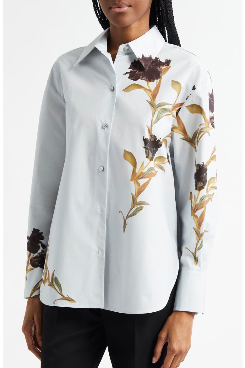 Iris Button-Up Shirt, Alternate, color, SALT GLASS/ BLACK IRIS