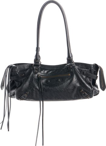 バッグ BALENCIAGA leather shoulder bag the city BALENCIAGA Le City embellished textured-leather shoulder bag