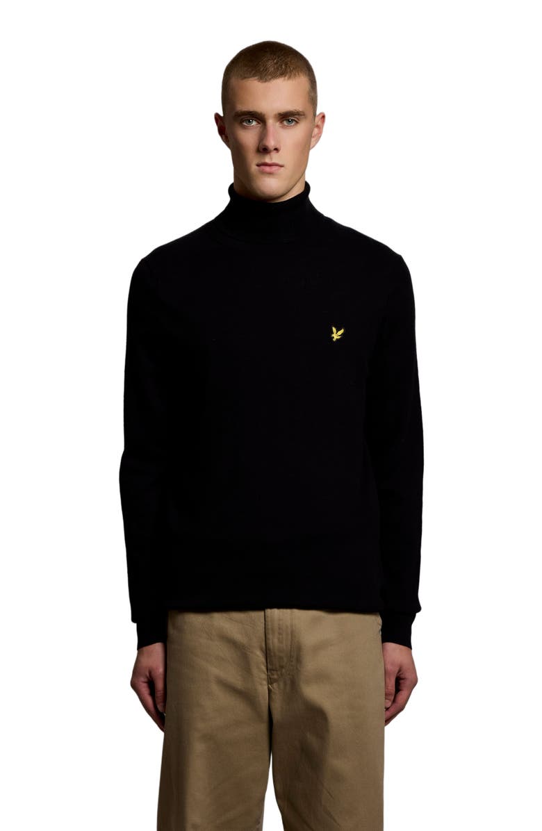 Lyle & Scott Cotton Merino Turtleneck Sweater, Alternate, color, Jet Black