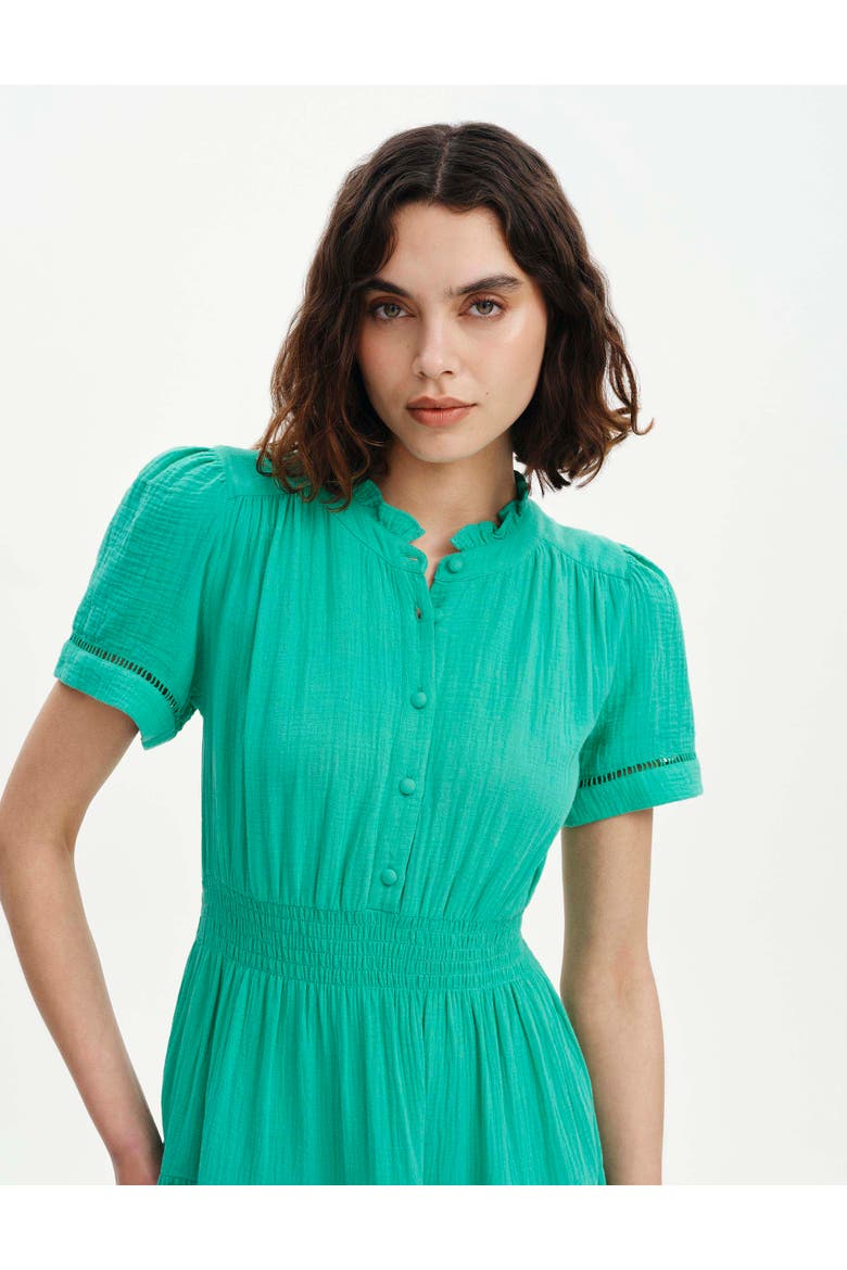 Petite Natalia Cheesecloth Midi Dress, Alternate, color, Green