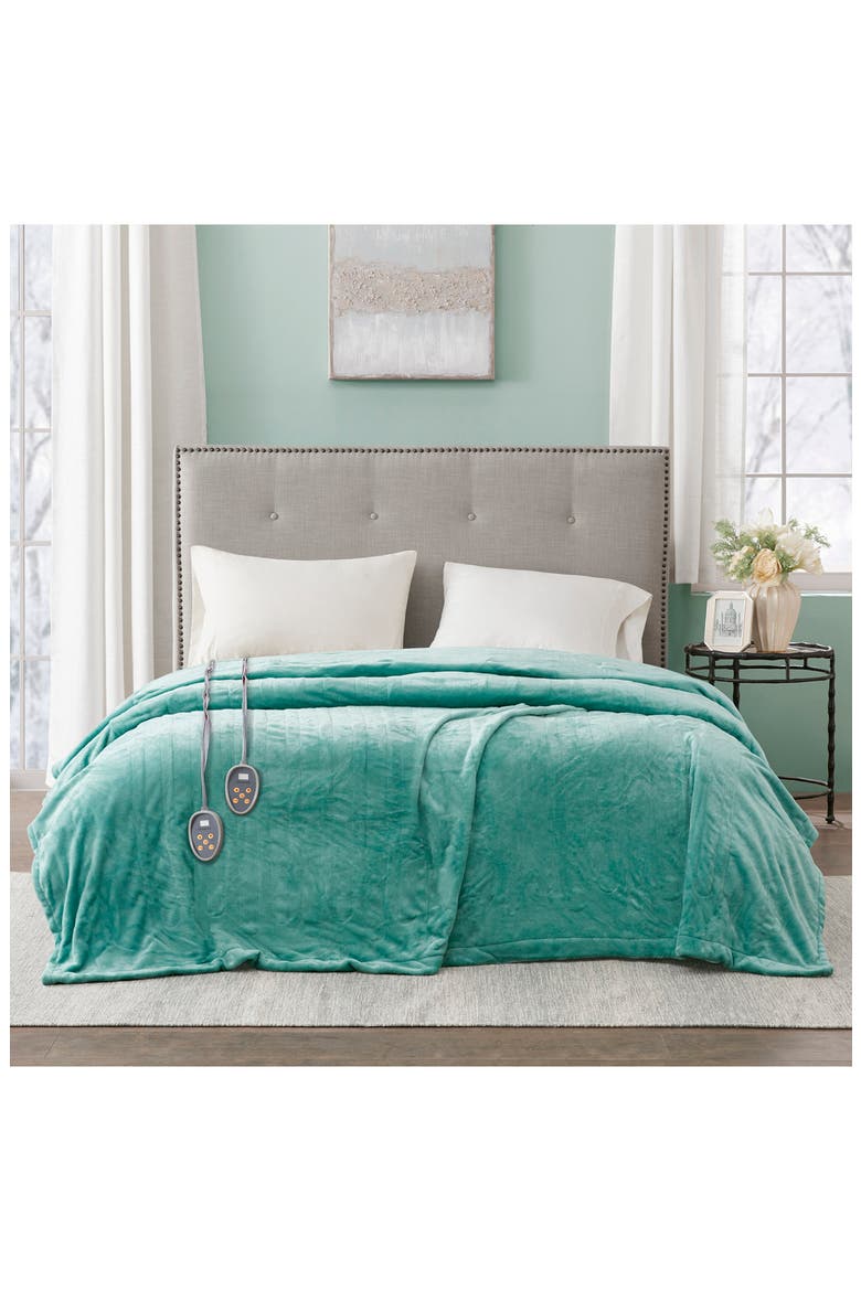 OEKO-TEX Heated Blanket, Alternate, color, AQUA