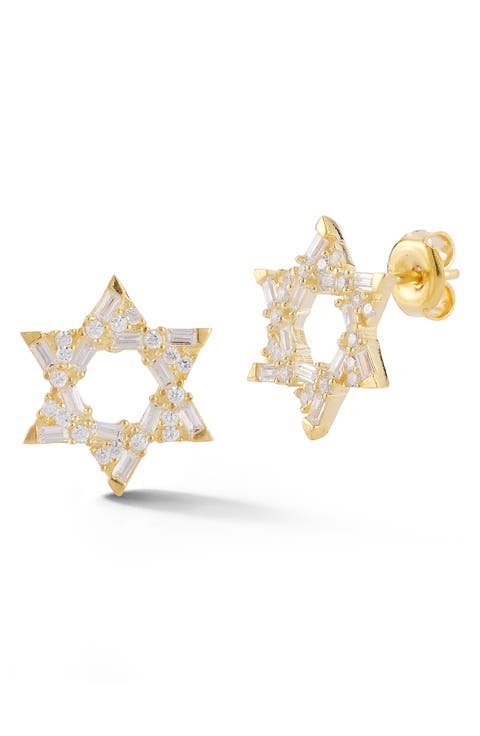 Star of David Cubic Zirconia Stud Earrings