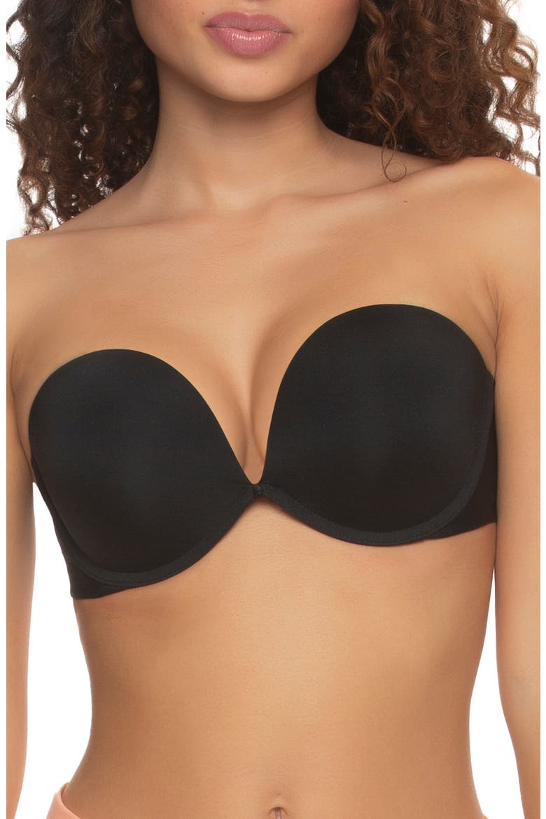 Evolve Underwire Convertible Strapless Push-Up Plunge Bra, Main, color, BLACK