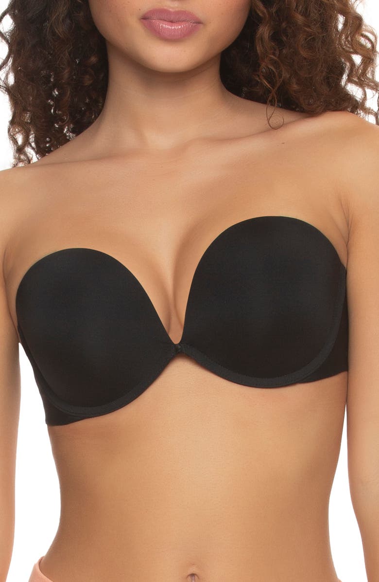 Felina Evolve Underwire Convertible Strapless Push-Up Plunge Bra, Main, color, Black
