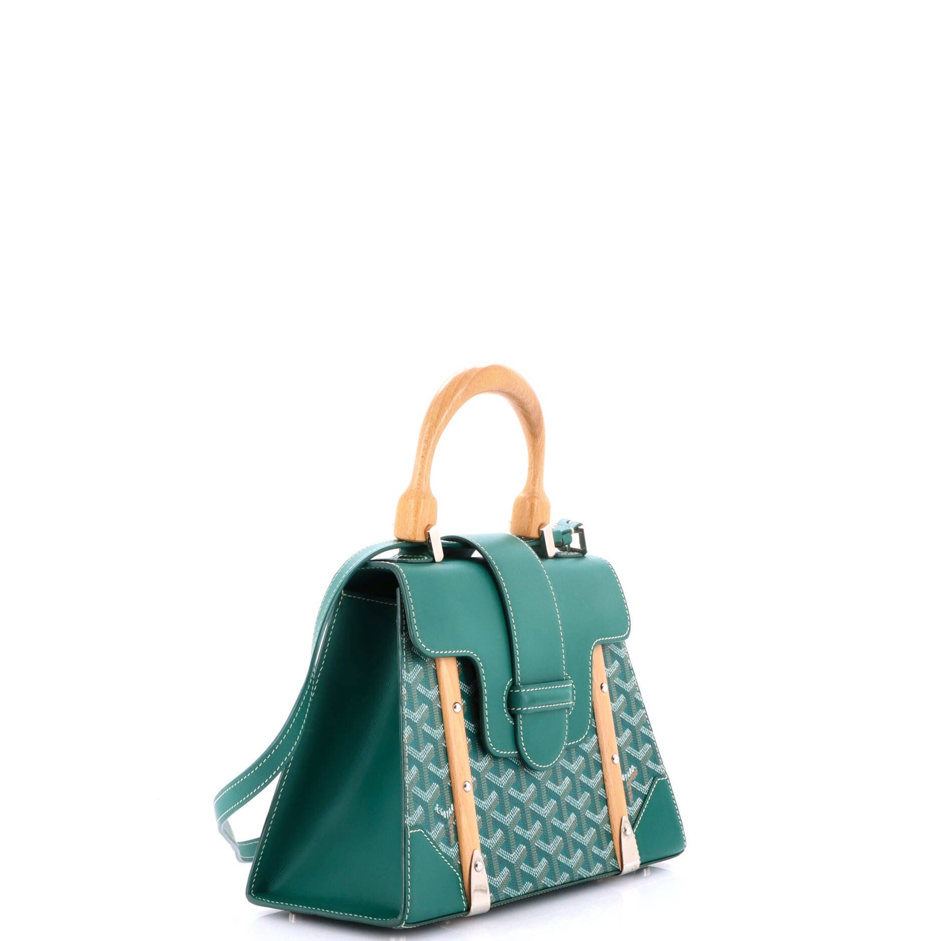Saigon Top Handle Bag Coated Canvas with Leather PM, Alternate, color, Green