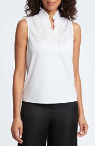 Foxcroft Tammy Ruffle Sleeveless Top