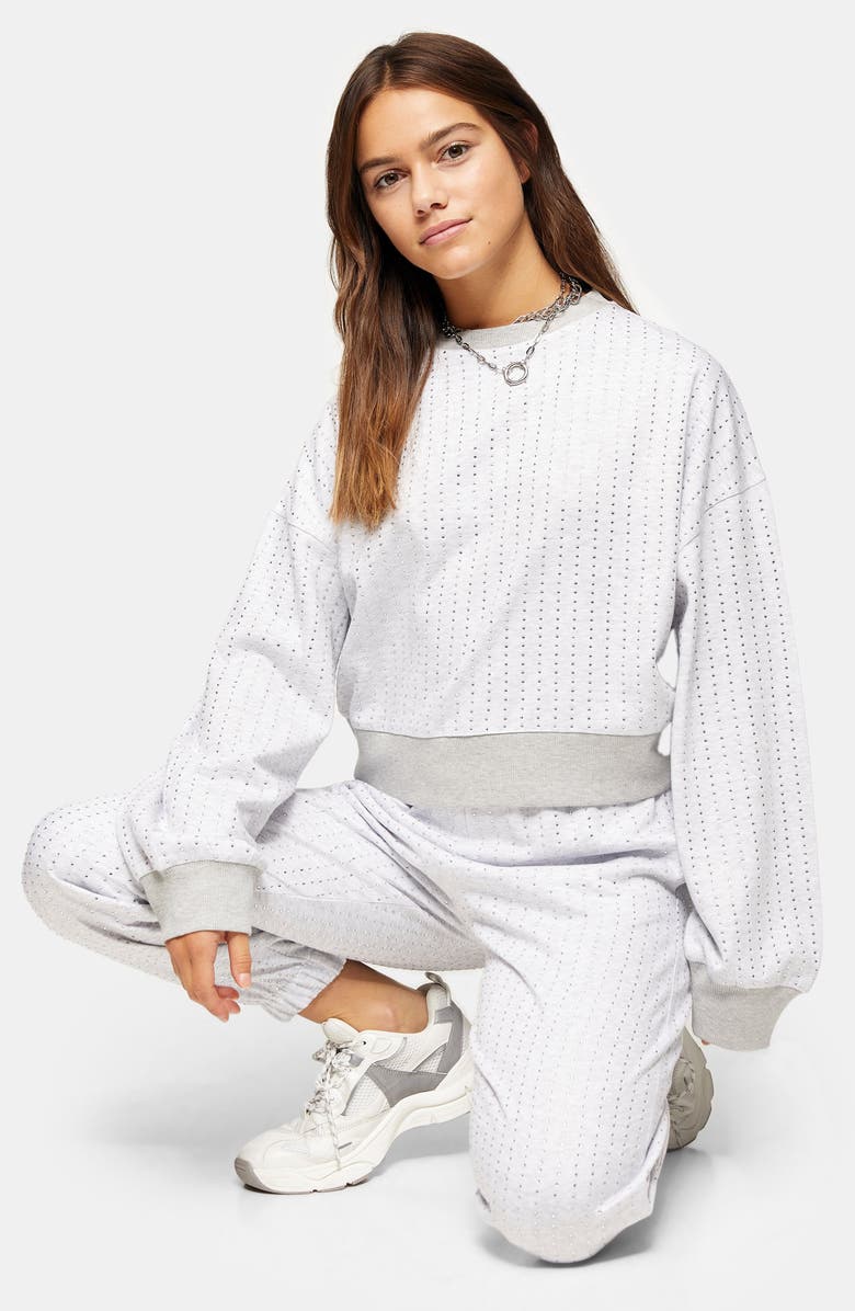 Topshop Hot Fix Studded Joggers, Alternate, color, 