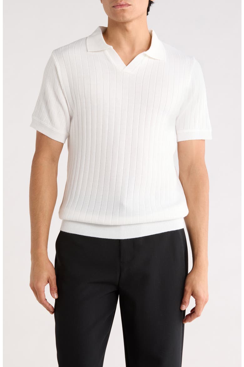 Rib Polo Sweater, Main, color, WHITE