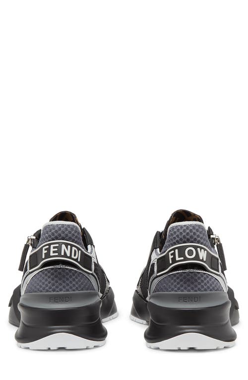 Fendi Flow Mesh Low-top Sneakers In Silver/nero