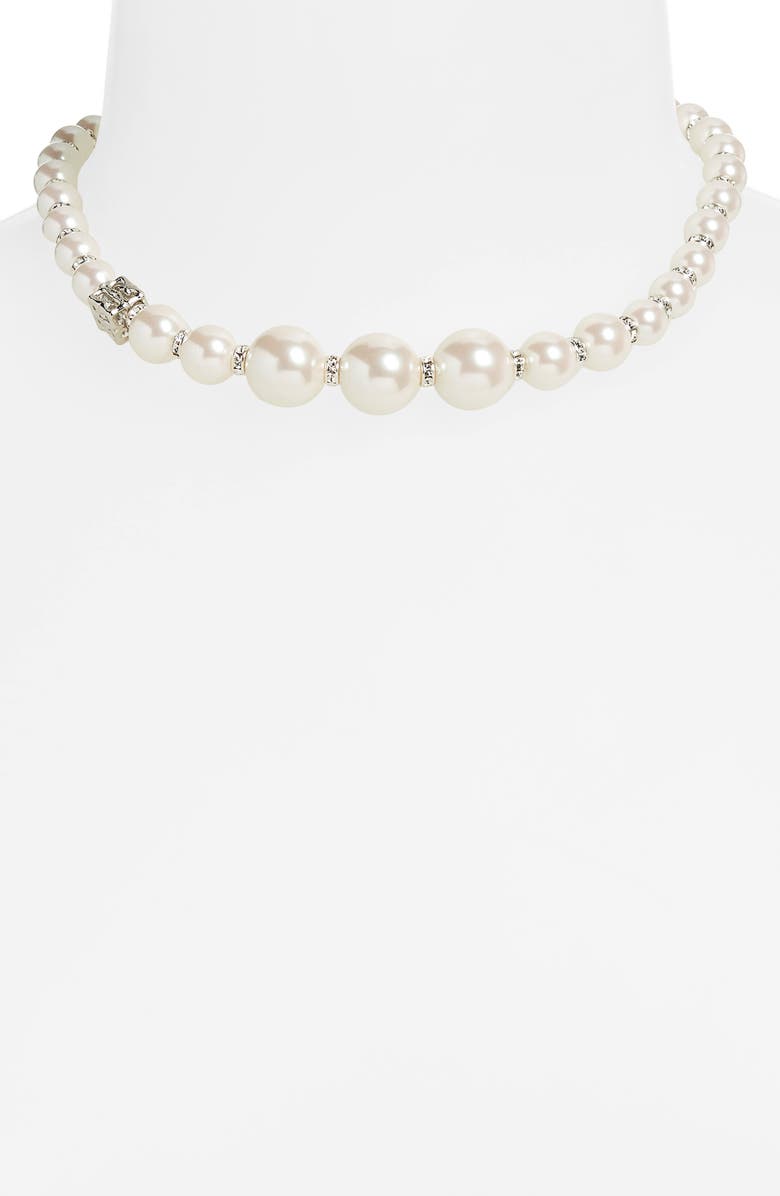 Givenchy Imitation Pearl & Crystal Necklace, Alternate, color, 