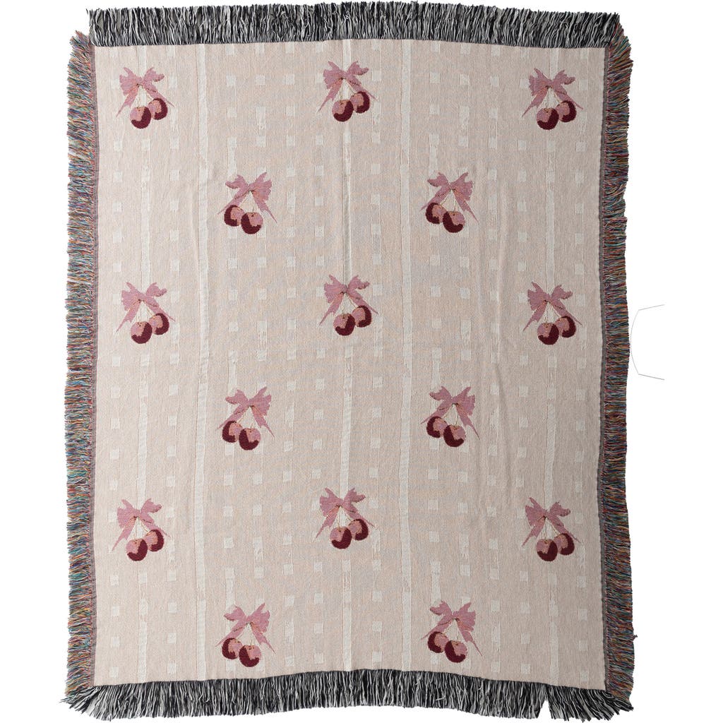 Deny Designs Emanuela Carratoni Coquette Cherry Fringe Throw Blanket