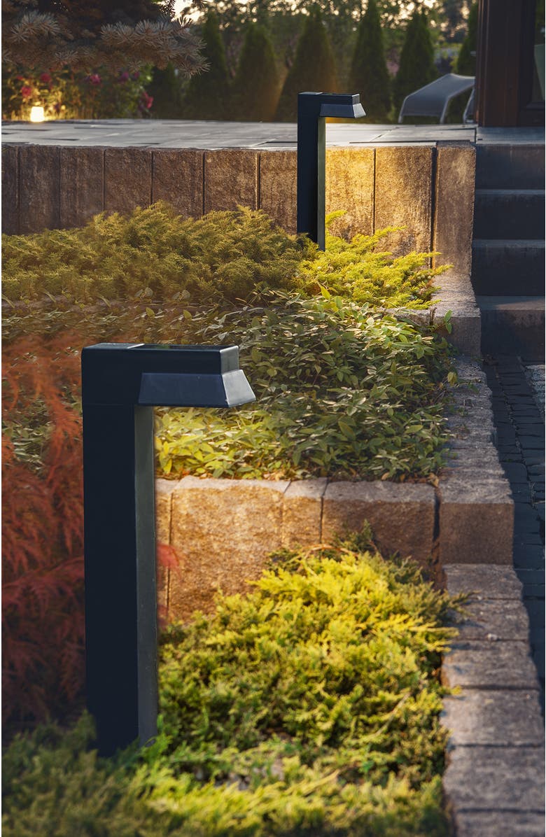 Glitzhome Set of 6 Solar Powered SMD LED Pathway Ground Light, Alternate, color, Black