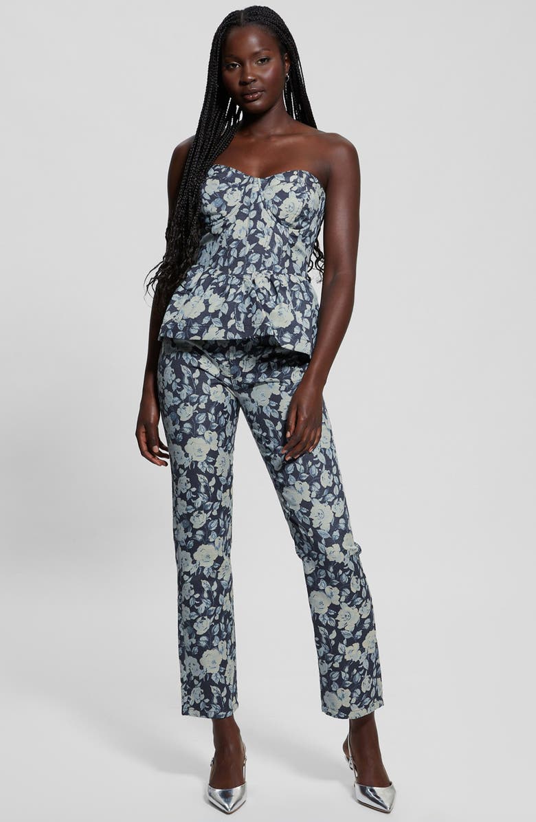 GUESS Floral Jacquard Nonstretch Ankle Straight Leg Jeans, Alternate, color, 