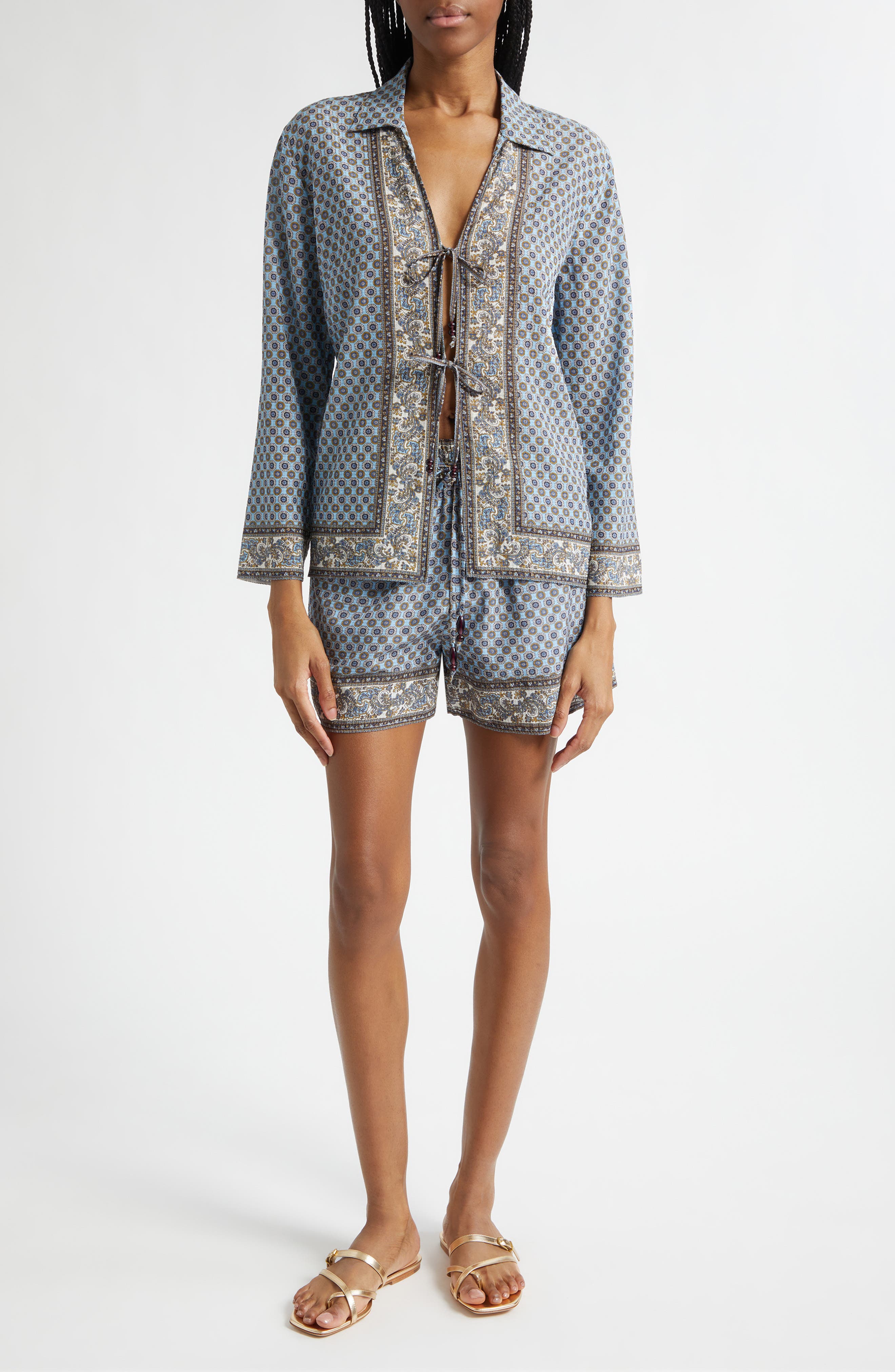 Vilvaldi Mixed Scarf Print Shorts - image 2