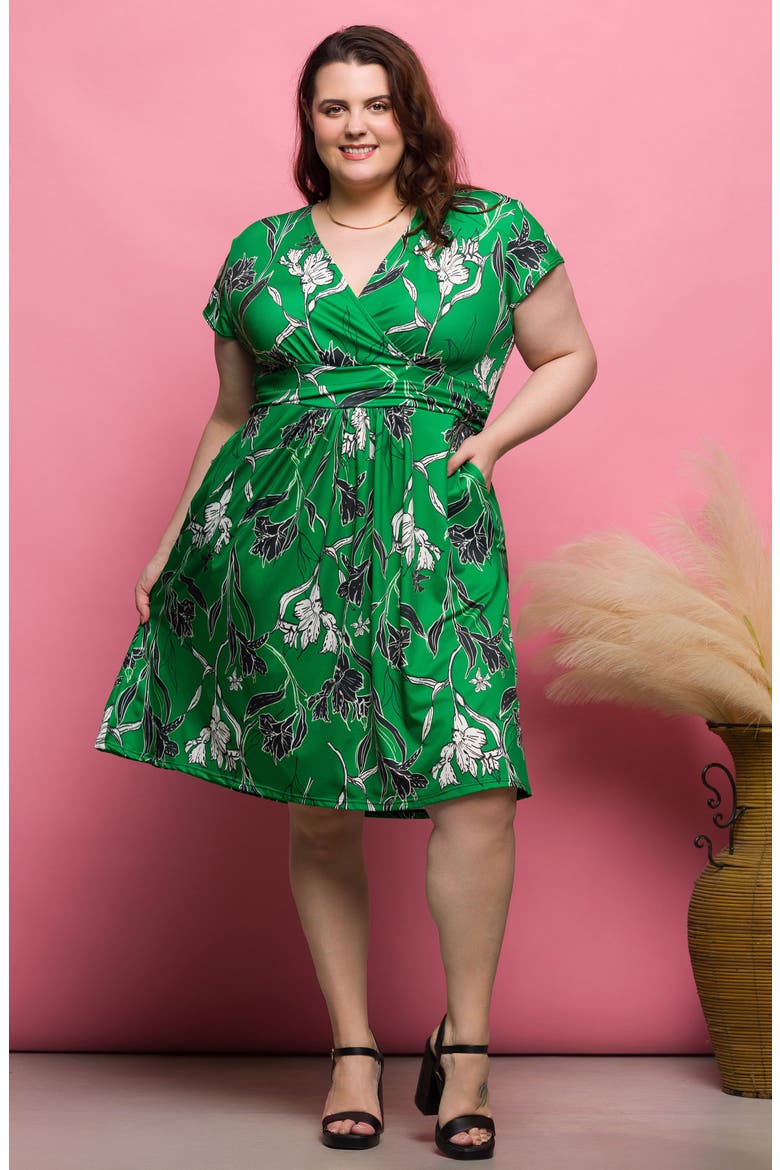 Floral Knit Dress, Alternate, color, GREEN MULTI