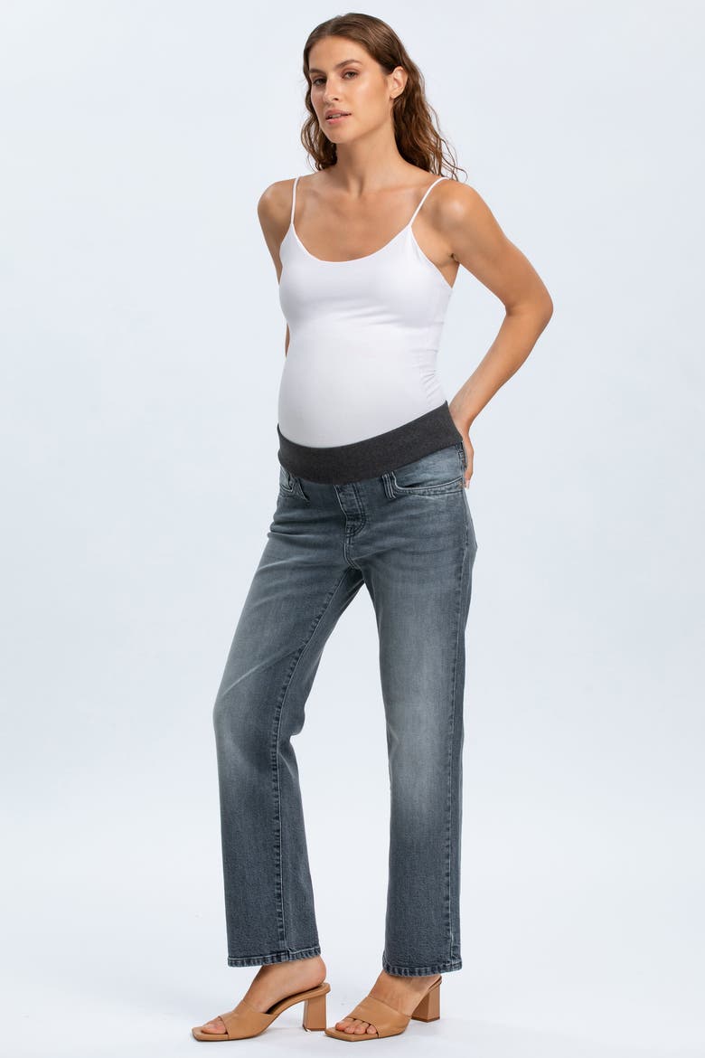 Regular Straight Leg Maternity Jeans, Alternate, color, STONED GREY